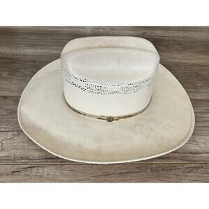 Laredo Bangora Genuine Western Mex USA Cowboy Braided Woven Wide Brim Hat 7.25"
